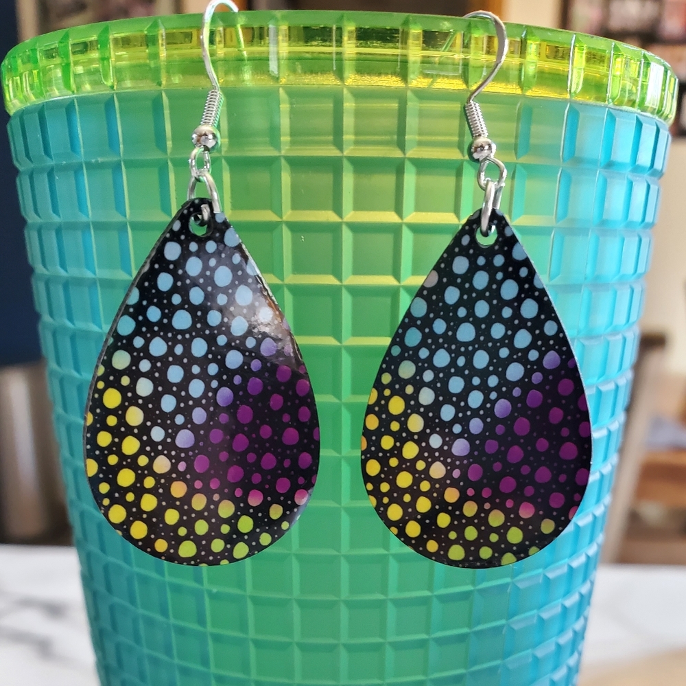 Multicolor Dots Teardrop Earrings